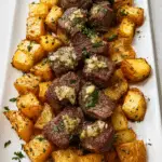 Air Fryer Garlic Butter Steak Bites and Potatoes