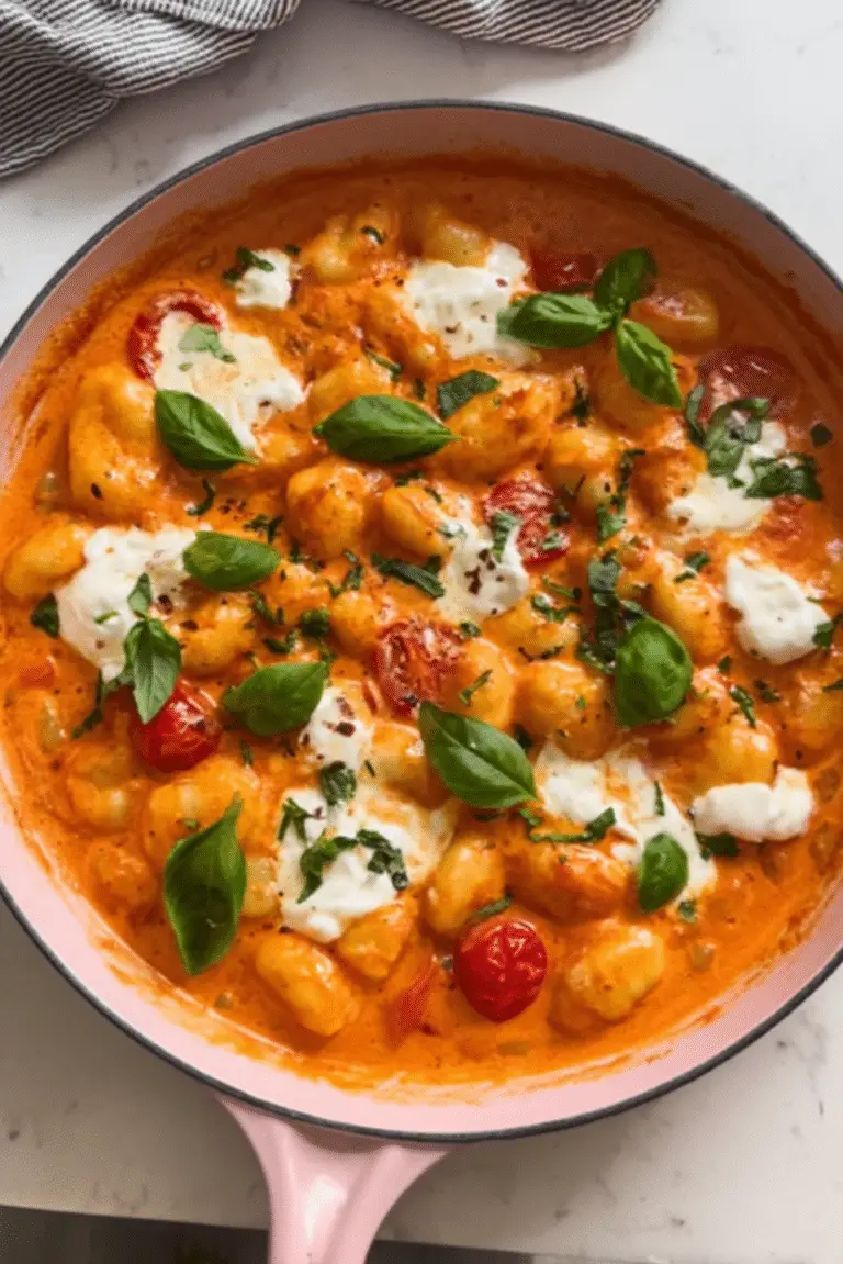 Burrata gnocchi with basil and tomato