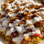 Chicken Shawarma Crispy Rice Salad with Creamy Tahini Lemon Dressing