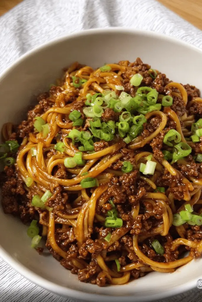 High-Protein Ground Beef Mongolian Noodles