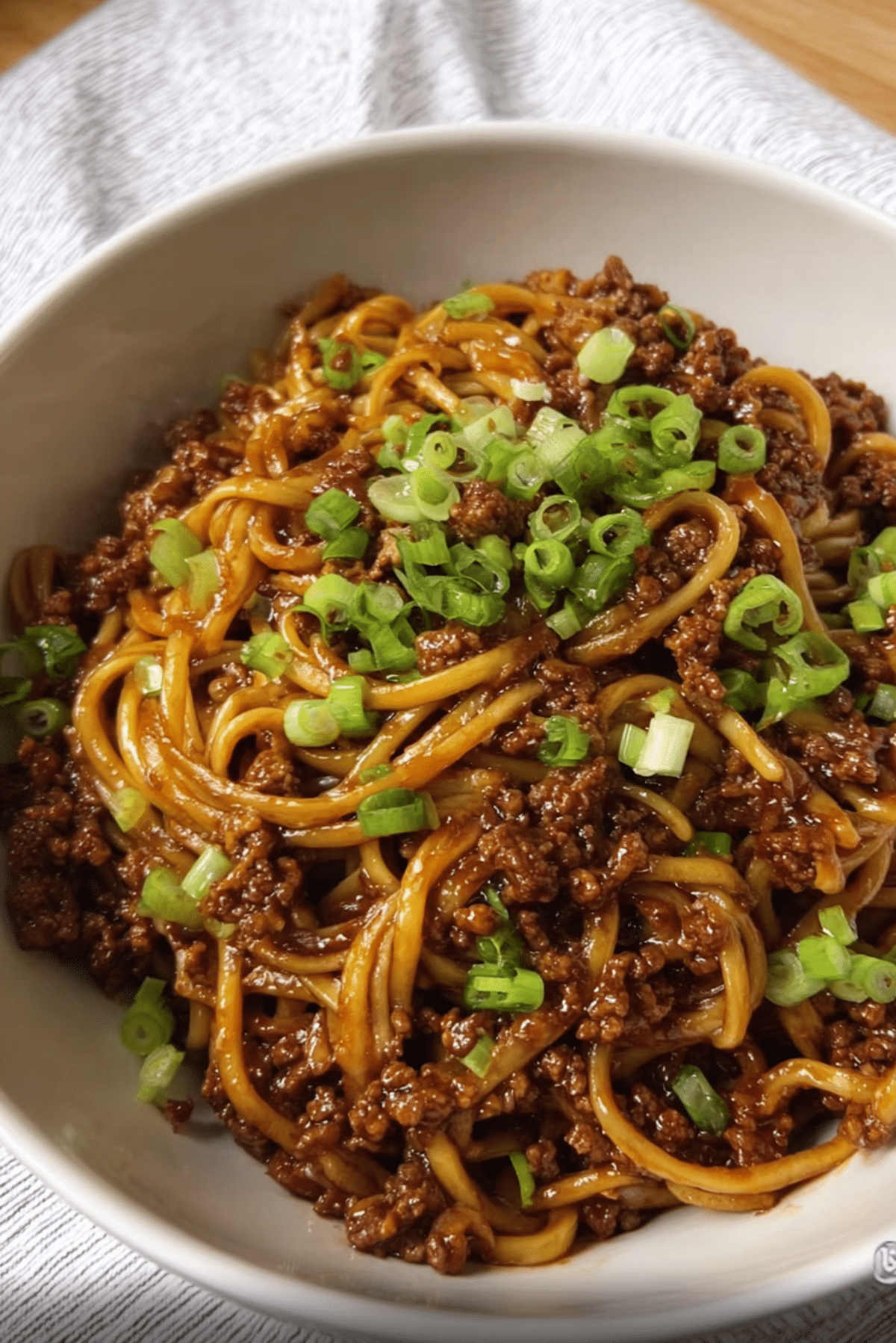 High-Protein Ground Beef Mongolian Noodles