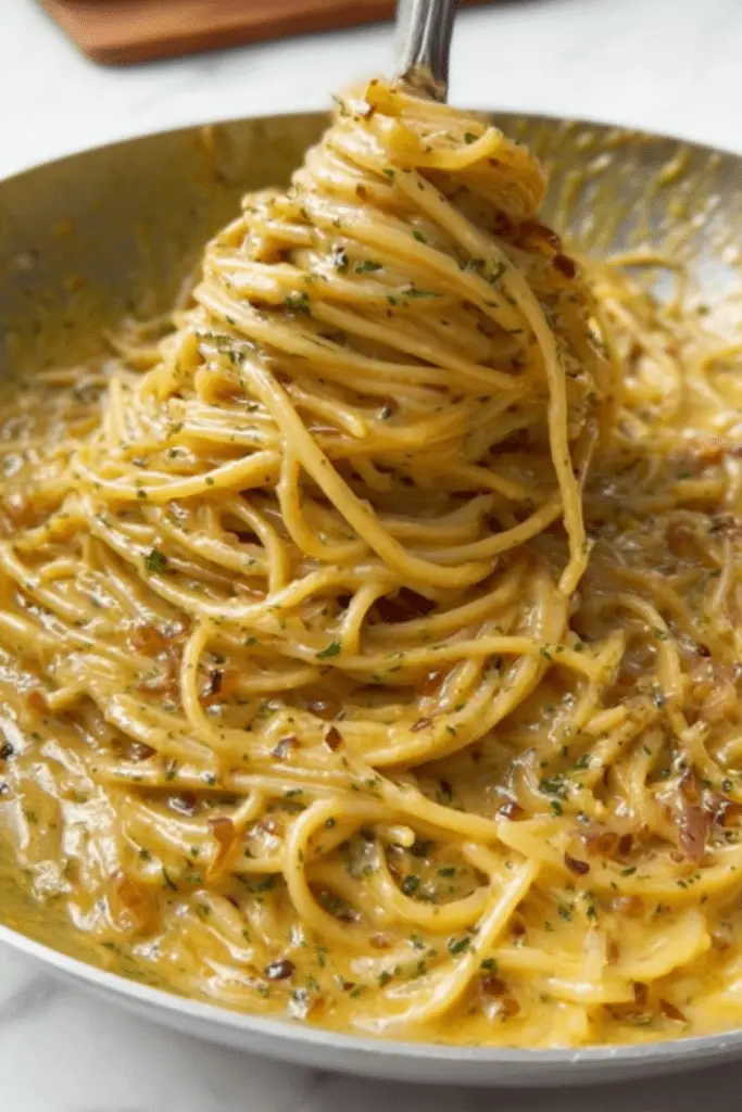 Caramelized Onion and Garlic Spaghetti
