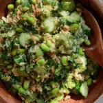 Crispy rice salad with edamame & creamy tahini ginger dressing