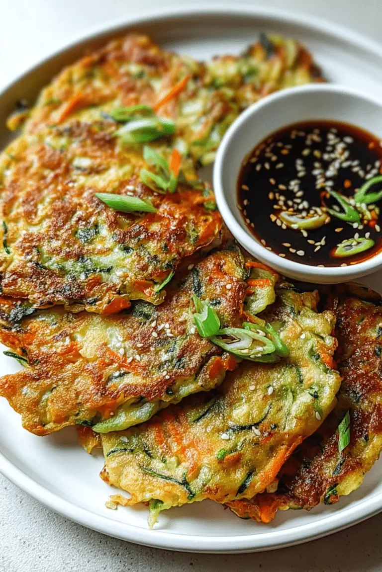 Crispy Vegetable Pancakes with Asian Dipping Sauce