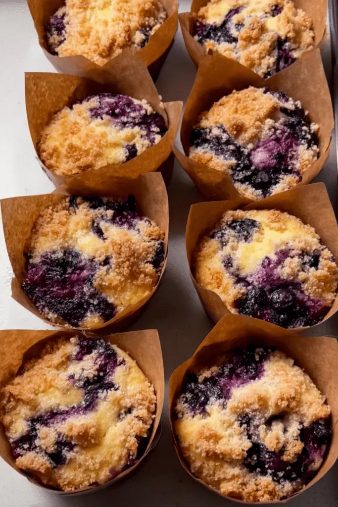 Blueberry Cheesecake Stuffed Crumble Muffins