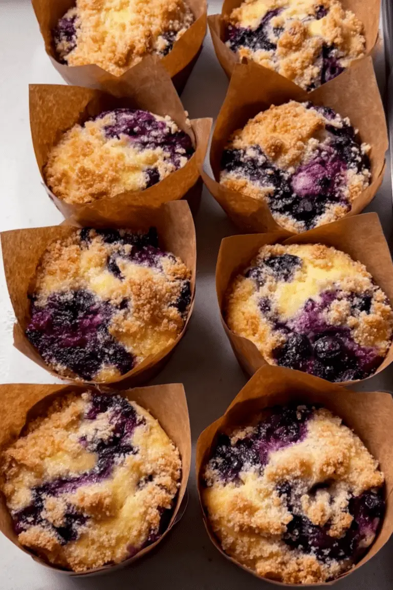Blueberry Cheesecake Stuffed Crumble Muffins