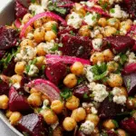 Chickpea, Beet & Feta Salad with Lemon-Garlic Vinaigrette Recipe