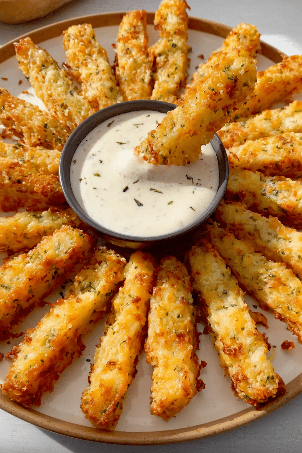 Potato Cheese Sticks with Garlic Yogurt Sauce