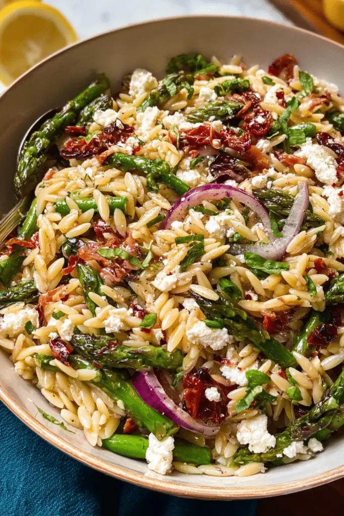 ASPARAGUS ORZO SALAD with LEMON VINAIGRETTE