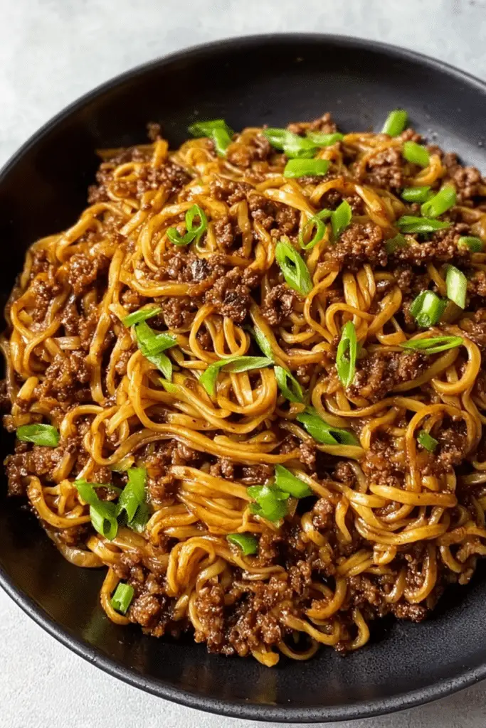 Mongolian Ground Beef Noodles