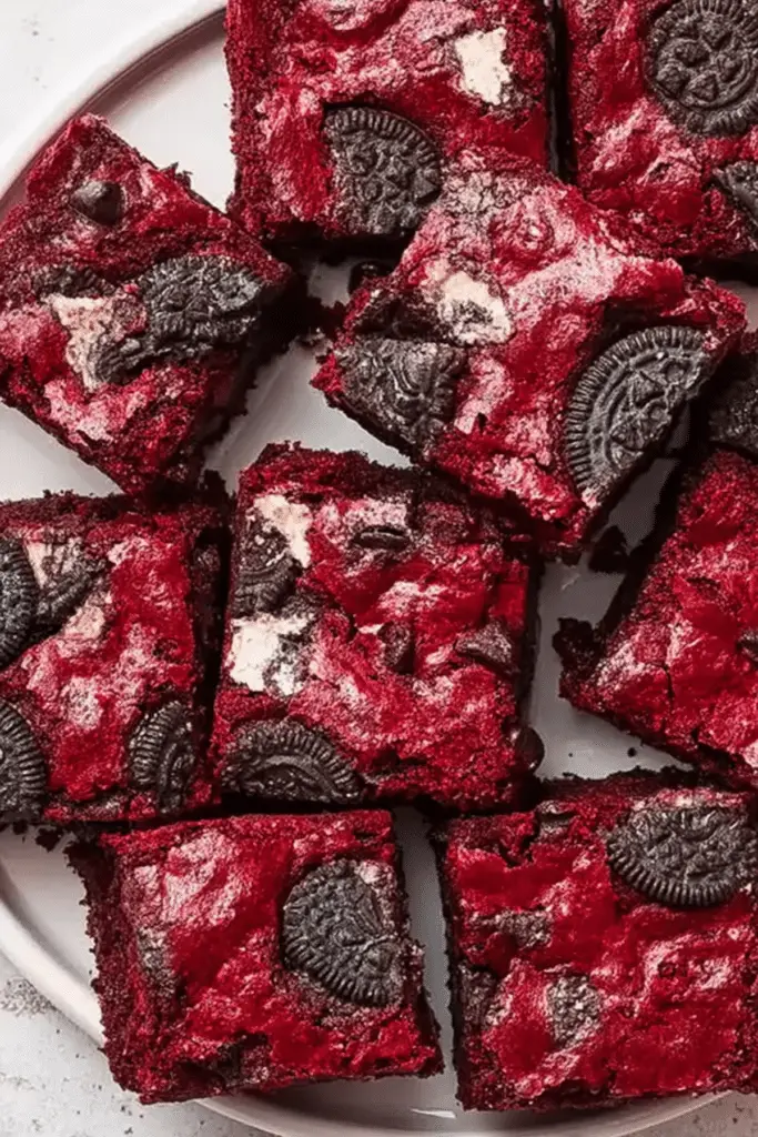Red Velvet Oreo Chocolate Chip Brownies
