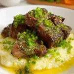 Cowboy Butter Steak Bites with Roasted Garlic Mashed Potatoes