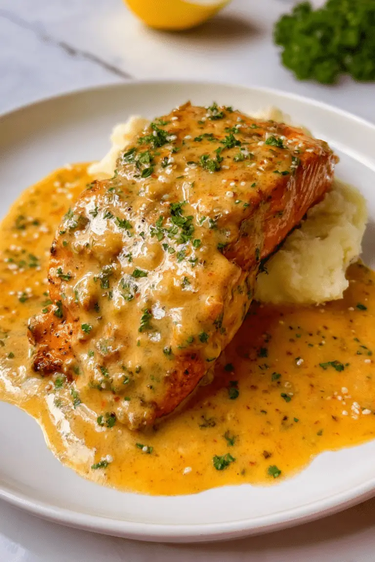 Marry Me Salmon with Creamy Garlic Mashed Potatoes