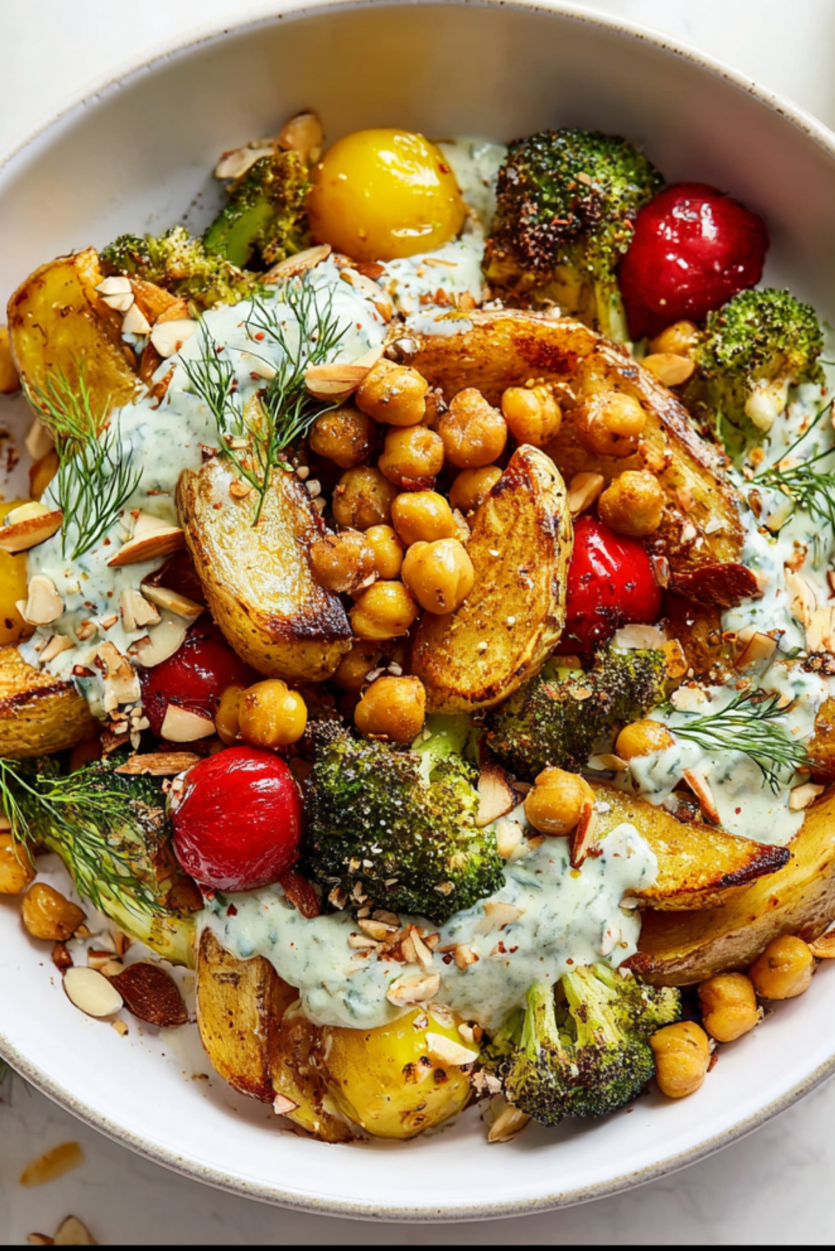 Mediterranean Roasted Potato Tzatziki Bowl