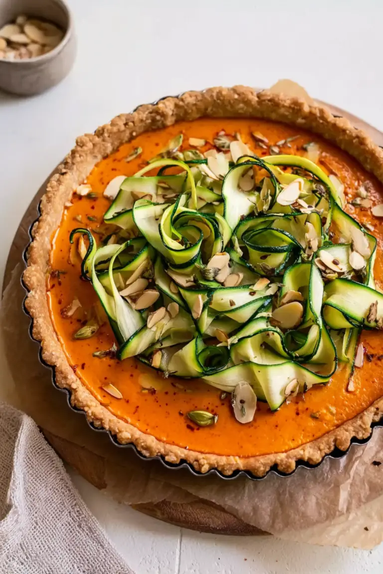 Potato Crust Tart with Protein-Packed Creamy Red Pepper Sauce