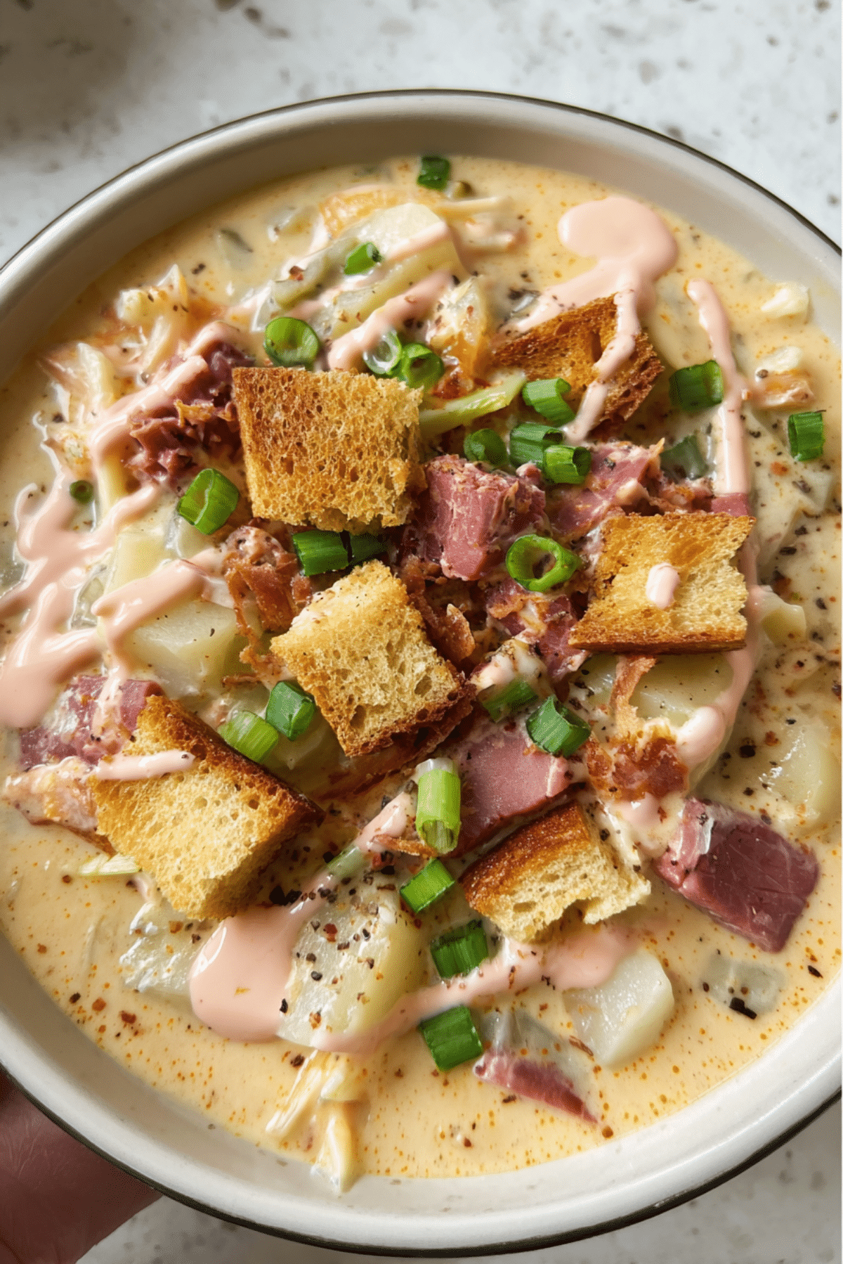 LOADED Reuben Potato Soup