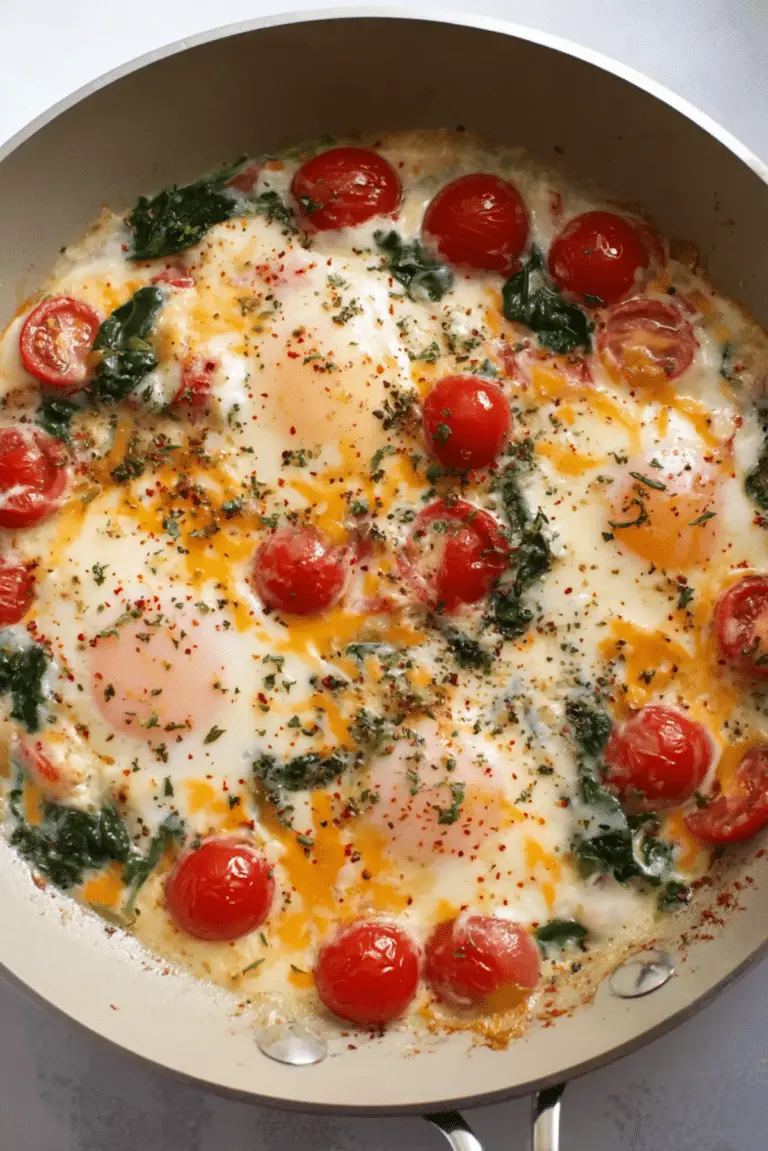 Breakfast Skillet with Tomatoes and Spinach