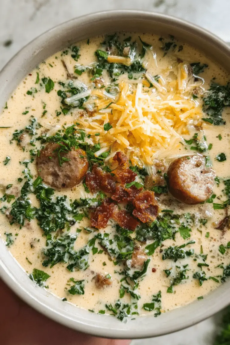 LOADED Creamy Sausage & Kale Soup Recipe