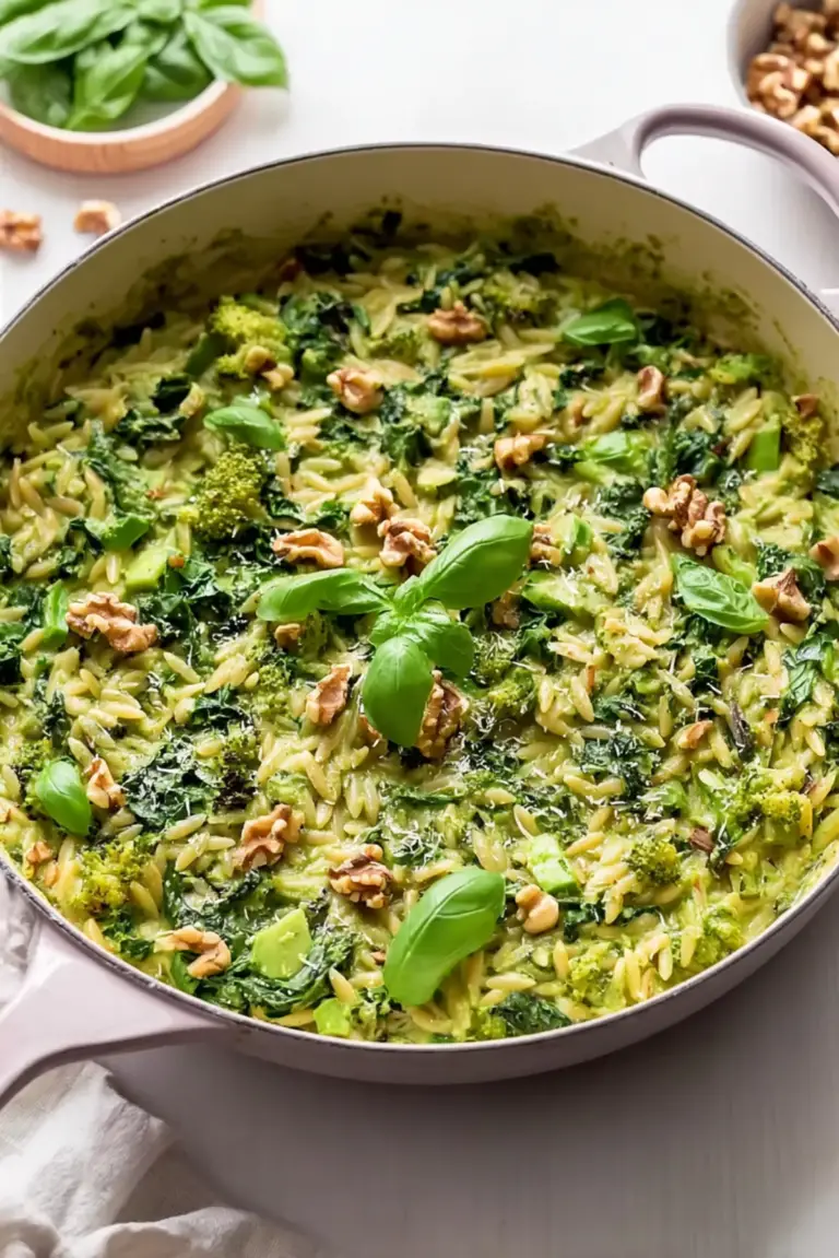One-Pot Creamy Pesto Orzo