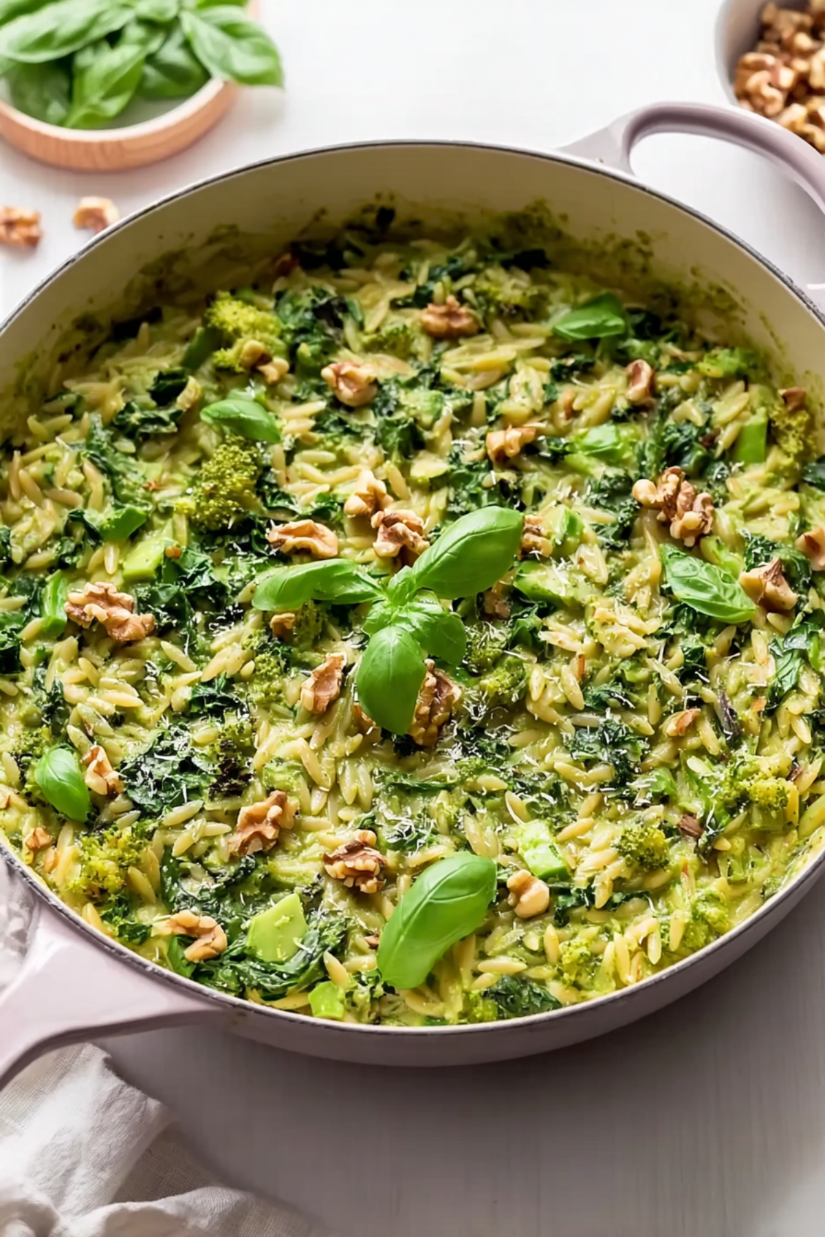 One-Pot Creamy Pesto Orzo