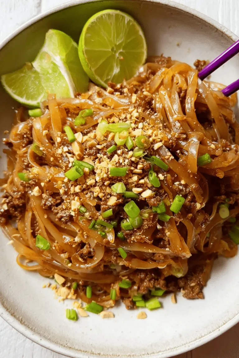 Rice Noodles with Beef and Teriyaki Sauce