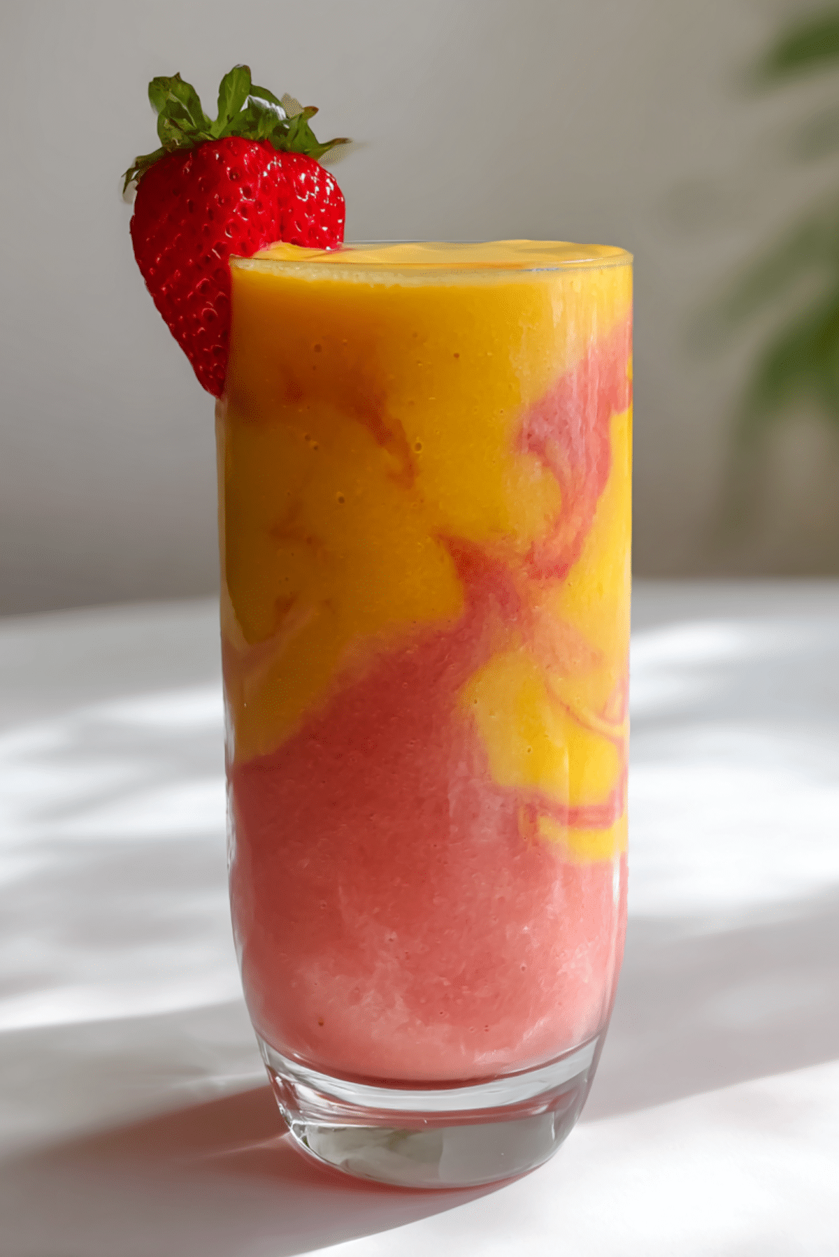 Healthy Mango Strawberry Sunrise Smoothie