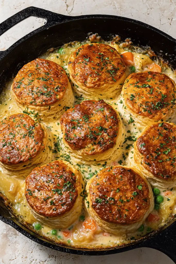 Garlic Butter Biscuit Chicken Pot Pie Recipe