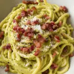 Carbonara pasta with avocado