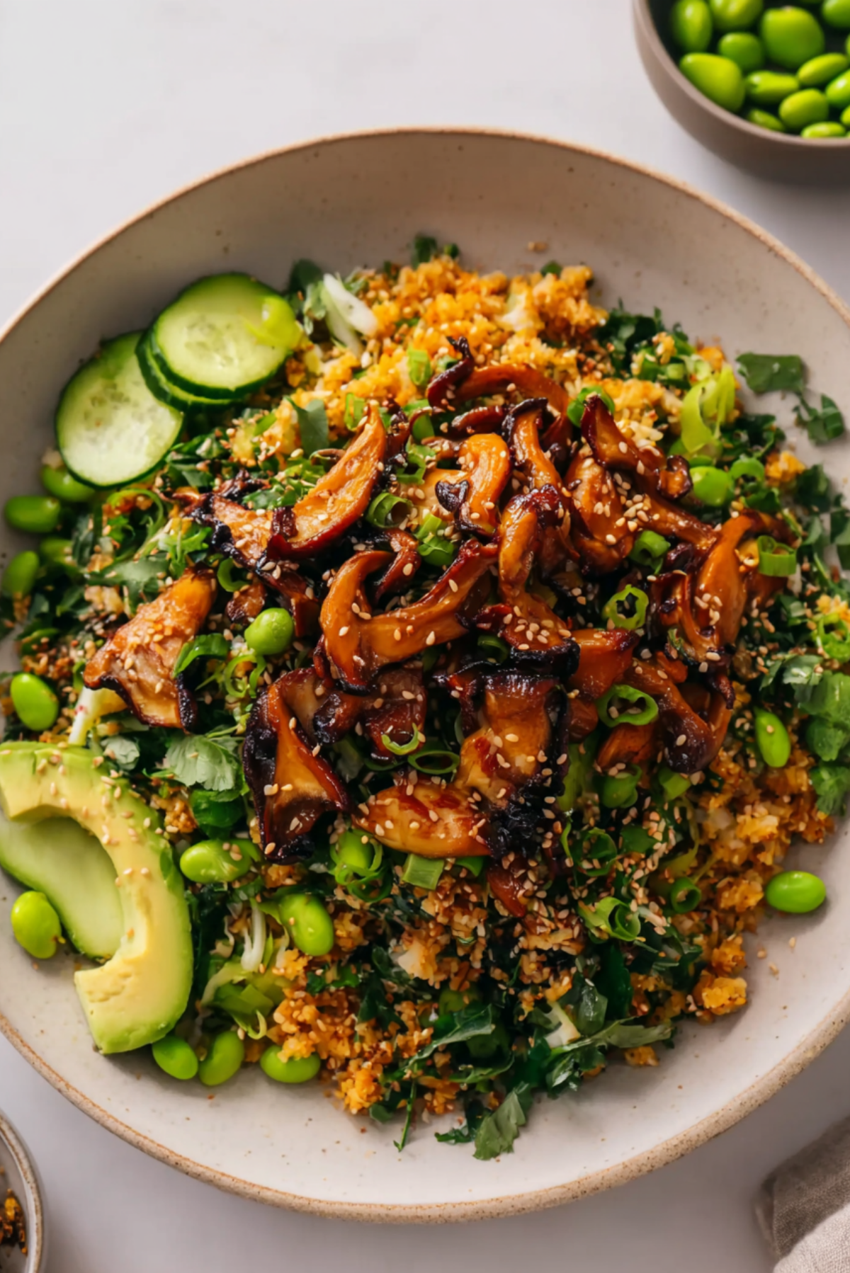 Crispy Rice Salad with Gochujang Mushrooms