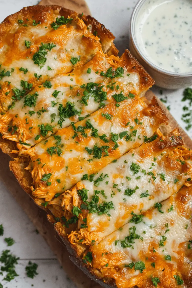 Cheesy Buffalo Chicken Stuffed Garlic Bread Recipe