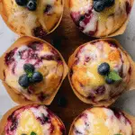 Bakery style Lemon blueberry muffins with lemon curd filling