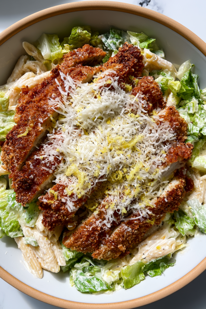 Crispy Chicken Caesar Pasta Salad